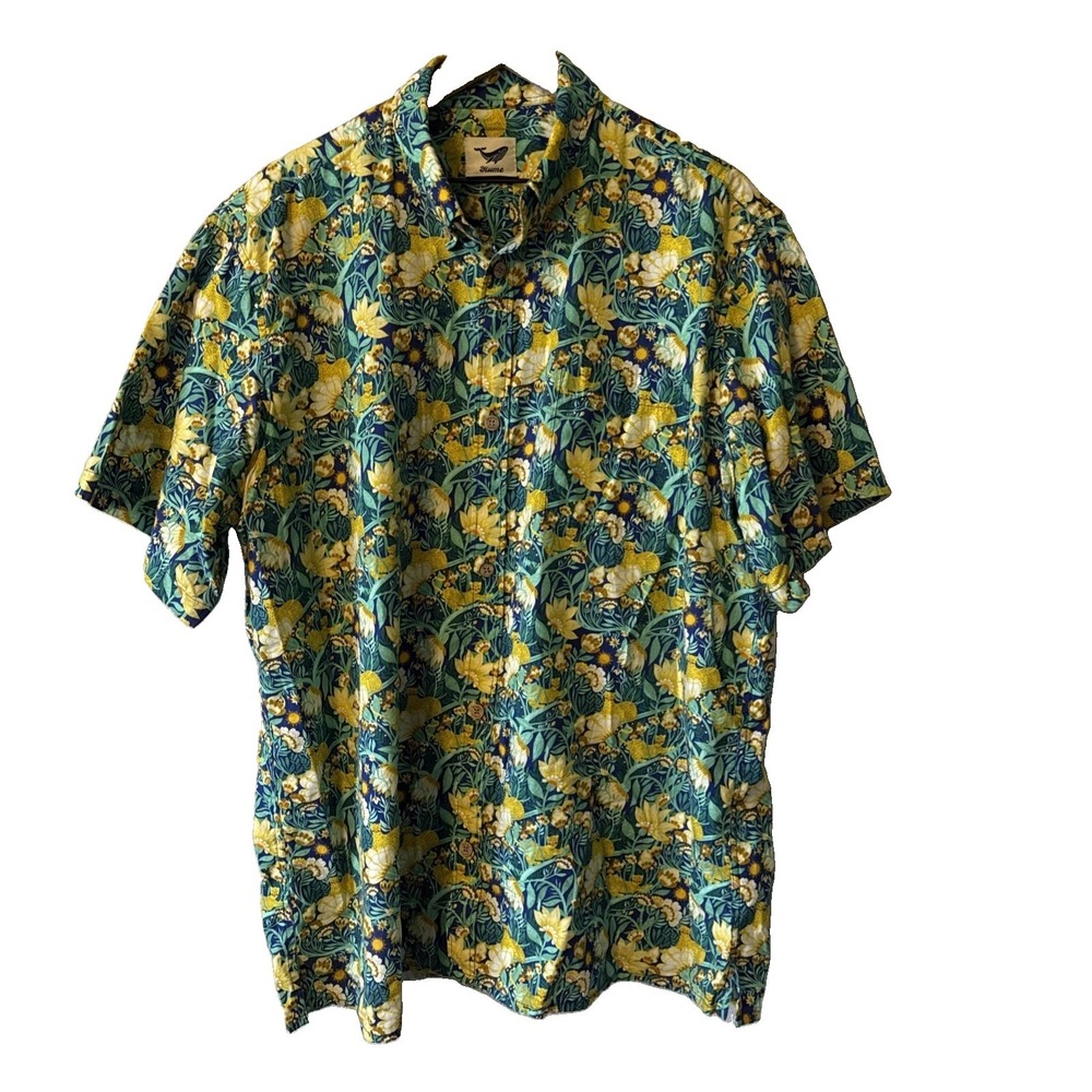 Yiume Cheetah Multicolor Short Sleeve Casual Button Down Shirt Mens XXL